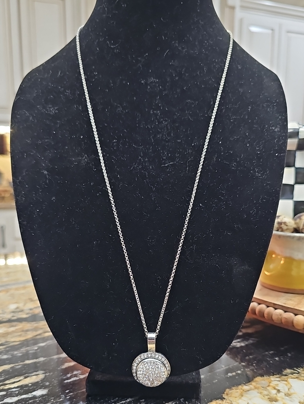 Silver Crystal Pavé Pendant Necklace - Women